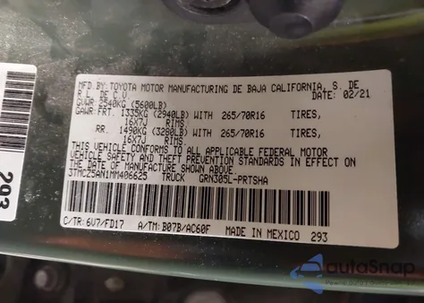 2021 Toyota Tacoma Trd Off-Road from USA, damaged, VIN 3TMCZ5AN1MM406625